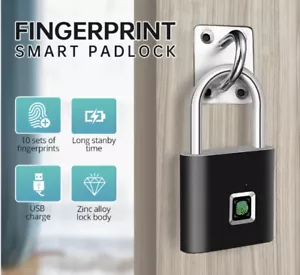 Fingerabdruck Smart Keyless Vorhängeschloss Türschloss Koffer Fingerprint Lock - Bild 1 von 9