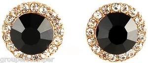 Nuevos pendientes de ónix negro de 10 mm de ancho piedra simulada con diamantes de imitación de cristal - Imagen 1 de 4