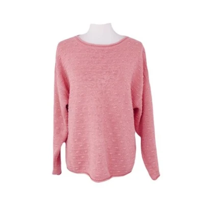 Garnet Hill Sweater Pink Organic Cotton Linen Blend Relaxed Roll Neck Small - Image 1 of 4