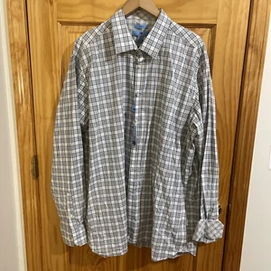 NWT Egara Slim Fit 3XLT Tall 19-19.5 Shirt Button Down Long Sleeve Plaid Brown - Picture 1 of 6