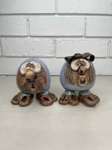 VTG Australian Studio Pottery Large Salt & Pepper Shakers Yowie Aussie Bigfoot - Picture 1 of 11