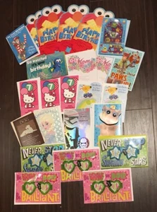 Greeting Card Lot Mostly Kids Birthday Elmo Lights Glasses Disney Envelopes - Picture 1 of 11