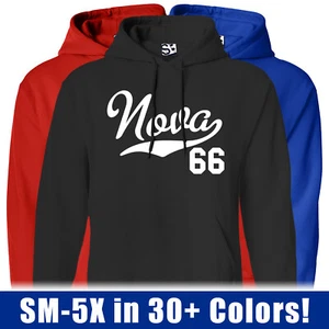 Nova 66 Script Tail HOODIE | 1966 SS Super Sport Muscle Car Hooded Sweatshirt - Picture 1 of 33