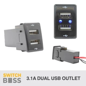 DUAL USB CHARGER - Suit ISUZU D-MAX MUX HOLDEN COLORADO Outlet LED Blue 12v 24v - Picture 1 of 7