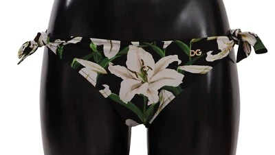 DOLCE & GABBANA Swimwear Bikini Bottom Black Lily Print Swimsuit IT5 / XL - Image 1 of 4