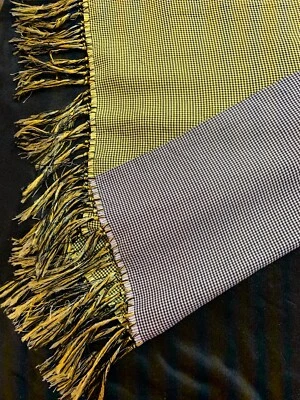 "Bufanda de rayón vintage para hombre 40"" y flecos 3,5"" amarillo negro a cuadros" Foto 1 de 4