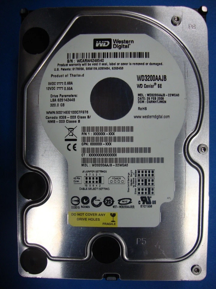 WESTERN DIGITAL IDE 320GB HARD DRIVE WD3200AAJB-22WGA0 DARNHTJMGN TESTED - Image 1 of 3