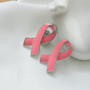 Fashion Women Pink Enamel Breast Cancer Awareness Charity Ribbon Brooch Pin