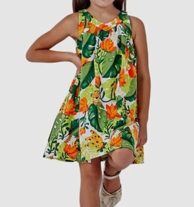 $24 Mayoral Girls Green Monstera Strap Dress Size 5 - Picture 1 of 3