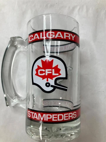 VINTAGE CFL Canadian Football League Glass Beer Mug  CALGARY  STAMPEDERS  VGC Cover
