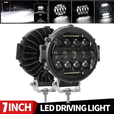 Vainas LED redondas de 7 pulgadas barra de luz de trabajo faros antiniebla conducción camión todo terreno 4x4 Foto 1 de 4