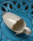 ANTIQUE  INVALID FEEDER Porcelain PAP BOAT Cup MEDICINE SPOON / signed and #ed.