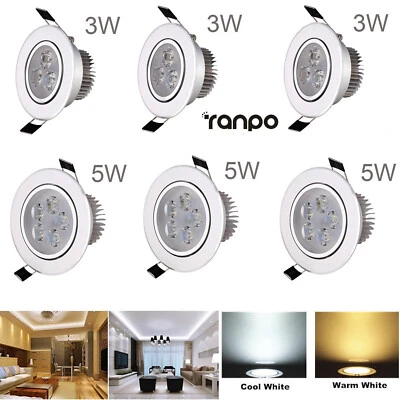 LED Ceiling Light Dimmable 3W 5W Recessed Fixture Downlight Spot Lamp LED Driver - Image 1 of 4