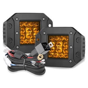 2X 5" LED Flush Mount Work Light Bar Fog Cube Pod Spot Offroad Reverse+Wiring - Imagen 1 de 16