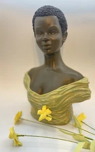 Vtg MCM Black African American Woman Head Bust Statue - Picture 1 of 11