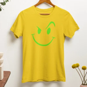 Angry Face Emoji Funny T-Shirt Happy Hardcore Rude Offensive Glow Retro Gifts - Picture 1 of 22