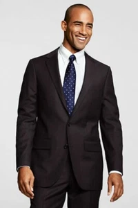 Lands' End ~ Tailored Wool Suit Coat Jacket Men's 46R Dark Grey Stripe $199 NIB - Picture 1 of 2