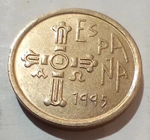 5 Pesetas 1995 Spain Tiny Coin Hórreo Asturias Victoria Cross Alpha Omega - Picture 1 of 2