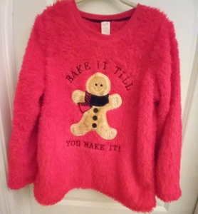 SECRET TREASURES Red Gingerbread Bake It Till You Make It Fleece Pyjama Oberteil L - Bild 1 von 3