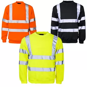 Reflective Men's High Visibility Sweatshirt for Hi-Viz Workwear Safety with Full - Picture 1 of 3