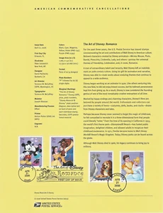USA Stamps: 2006 Souvenir Page, Art of Disney, Romance, SP 1606,  SC 4025-8 - Picture 1 of 1