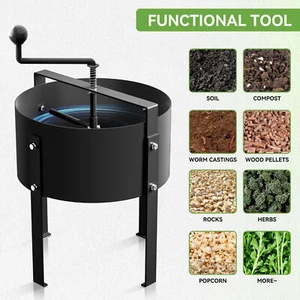 Rotary Soil Sifter Compost Sieve Dirt Sieve Garden Potting 1/5" Sifting Mesh - Picture 1 of 11