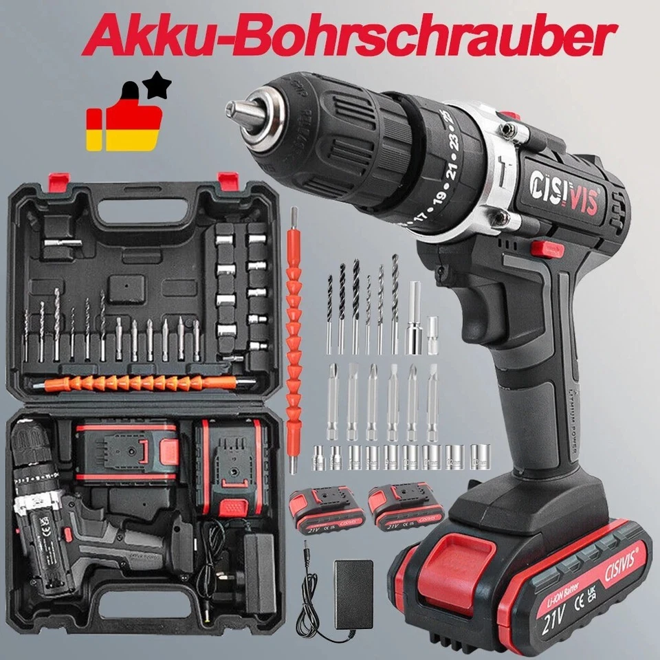 48VF Akkuschrauber Set 2 Akkus Ladegerät Schlagbohrschrauber Bohrmaschine DHL - Bild 1 von 4