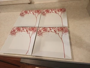 Set of 4~The Cellar Falling Leaves Red Dinner Plates - Picture 1 of 5