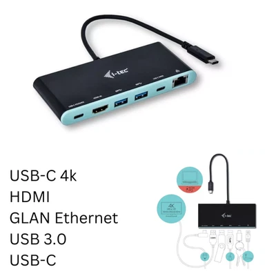 i-tec USB-C Docking Station USB Hub 4K HDMI, Gigabit Ethernet Portable - Image 1 of 4