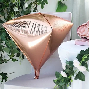 3 ROSE GOLD 16" tall 4D Diamond Mylar Foil Balloons Wedding Party Decorations - Picture 1 of 4