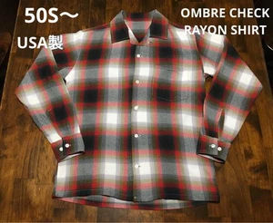 Towncraft 50s-60s Ombre Check Rayon Shirt Made in USA Used - Bild 1 von 20