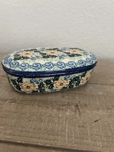 Polish Pottery UNIKAT Ceramika Artystyczna NEW Covered Dish W/ Lid Trinket Box - Picture 1 of 12