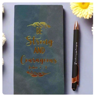 Sé fuerte y valiente diario con bolígrafo set de regalo, religioso, inspirador Foto 1 de 2