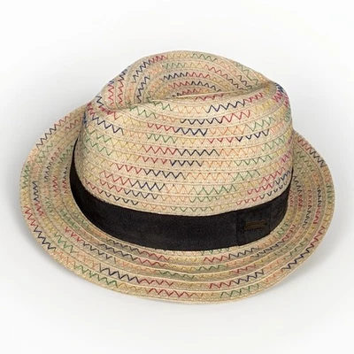 Oneill Womens Rainbow Stitch Straw Hat Fedora Boho Beach Summer Hat - Image 1 of 4
