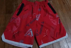 Reebok Boys Basketball Shorts - Digital Delta Red Black Details 17" Long - Picture 1 of 3