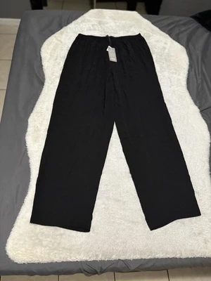 New Eileen Fisher Womens Black Silk Pull On Pants Plus Size 1X Solid  - Image 1 of 4