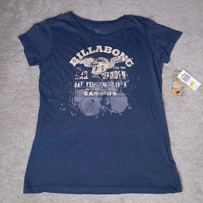 Vintage Y2K Billabong T-shirt Girls Small Blue Indigo Spellout Logo Slim 2010s - Image 1 of 4