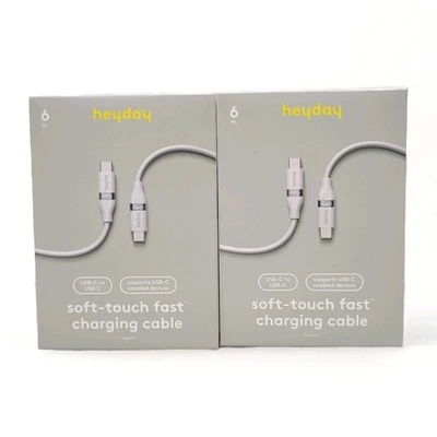 2pk 6' USB-C to USB-C Fast Charging Silicone Cable - heyday White Clay - Image 1 of 4