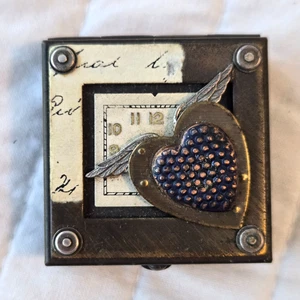 Mullanium Steampunk Wish Box Jim Tori Mullan Trinket Box Metal Heart Wing Clock - Picture 1 of 13