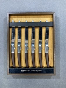 Vintage Ekco Eterna Kanu Muffin 6-teilig Steakmesser Set MCM Wandhalterung Gestell - Bild 1 von 8