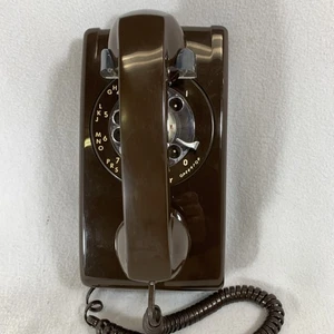 Vintage 1983 ITT Rotary Dial Chocolate Brown Wall Mount Telephone 554 (works) - Picture 1 of 11