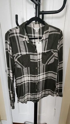 Camisa Lucky Brand para mujer mediana negra blanca blusa a cuadros abotonada nueva con etiquetas Foto 1 de 4