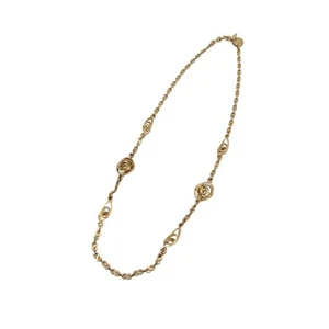 Authentic Yves Saint Laurent Vintage Gold Metal Spiral Circle Chain Necklace - Picture 1 of 6