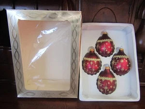 Vintage 4er Set Rauch Industries Burgunder Weihnachtsschmuck Träne-Stern Magie - Bild 1 von 12