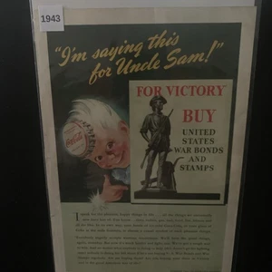 Vintage 1943 Coca Cola Coke Im Saying This For Uncle Sam  Ad Advertisement - Picture 1 of 1