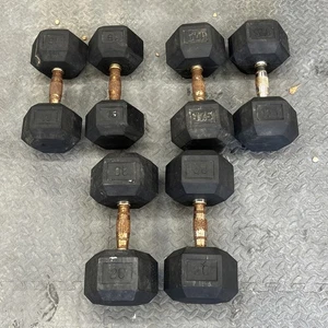 3x Sets Rubber Hex Dumbbells Set 15kg 17.5kg 20kg ( 30kg, 35kg, 40kg Pairs ) - Picture 1 of 4
