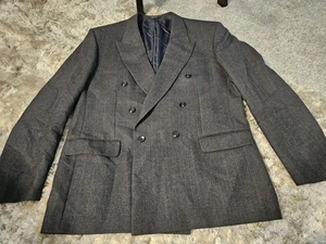 Blazer Emilio Bruzzi Italia Hombre 44L 100% Lana Gris Doble Pecho Pico Solapa - Imagen 1 de 16