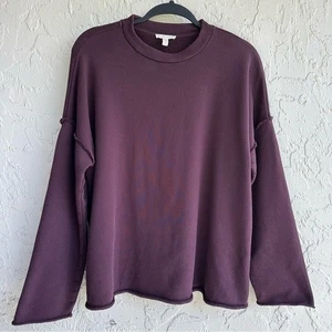 EILEEN FISHER Sweatshirt Women Medium Organic Cotton Pullover Purple Eggplant - Picture 1 of 4