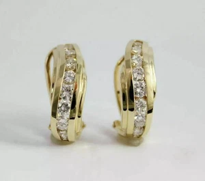 1.50 Ct Lab Created Diamond Women's Huggie Hoop Earrings 14K Yellow Gold Plated - Picture 1 of 6