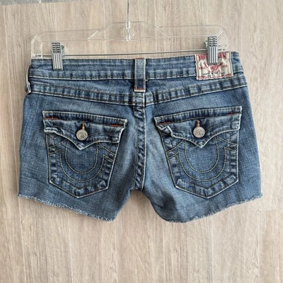 True Religion Denim Shorts Womens 29 Joey Cut-Off Low Rise Cut Off 3” Inseam - Image 1 of 4